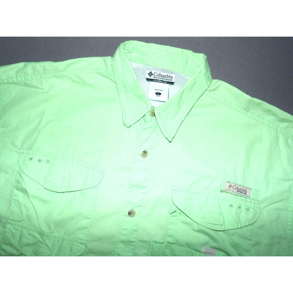 Columbia‎ PFG 100% Cotton Mesh Lined Vented Button Up Fishing Shirt Men's Large